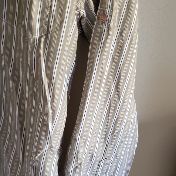 Levis Top L Button Up Tan/Beige White Blue Excellent Condition - Picture 3 of 7